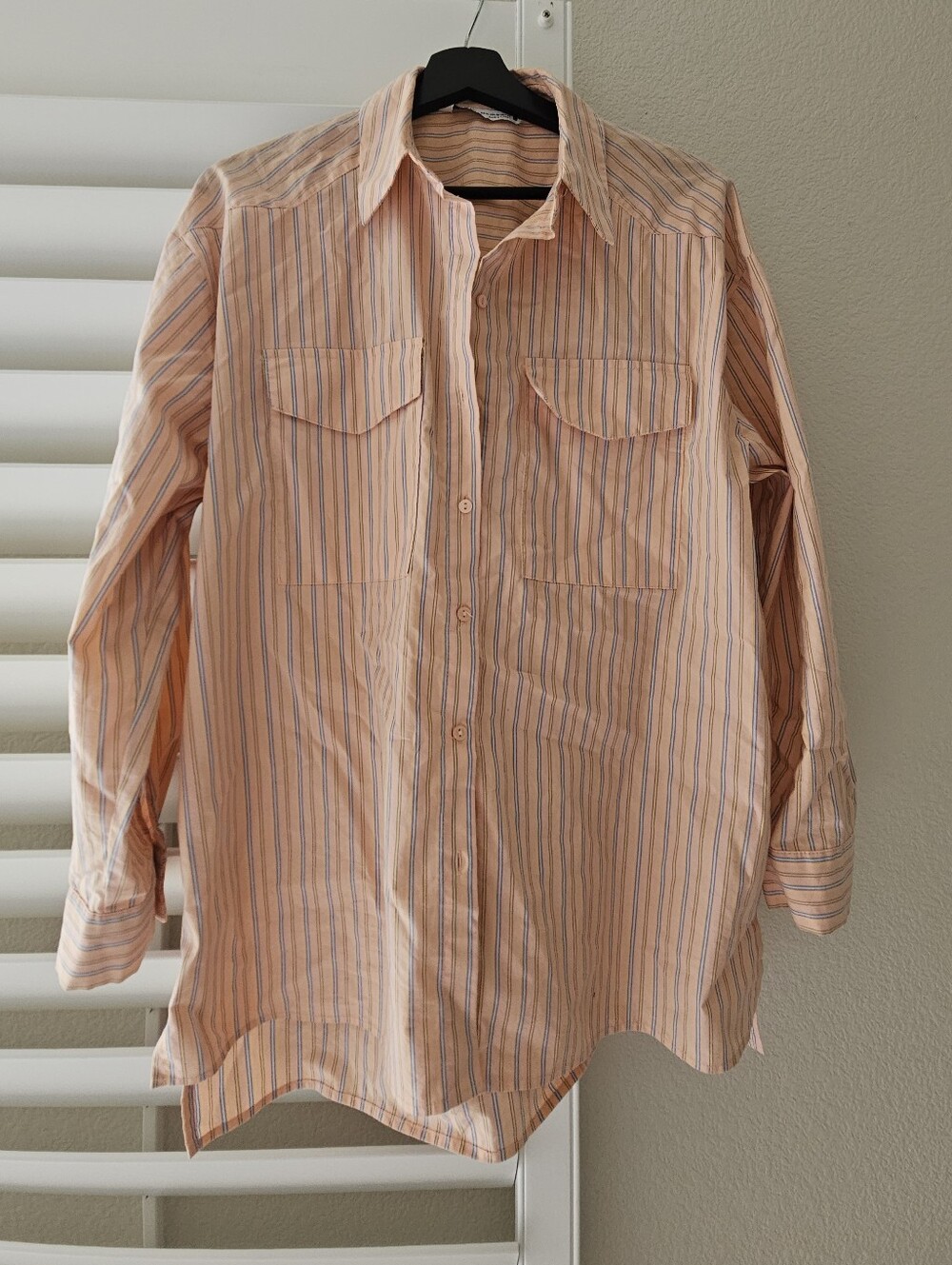 Zara Oversized Peach Striped Poplin Shirt